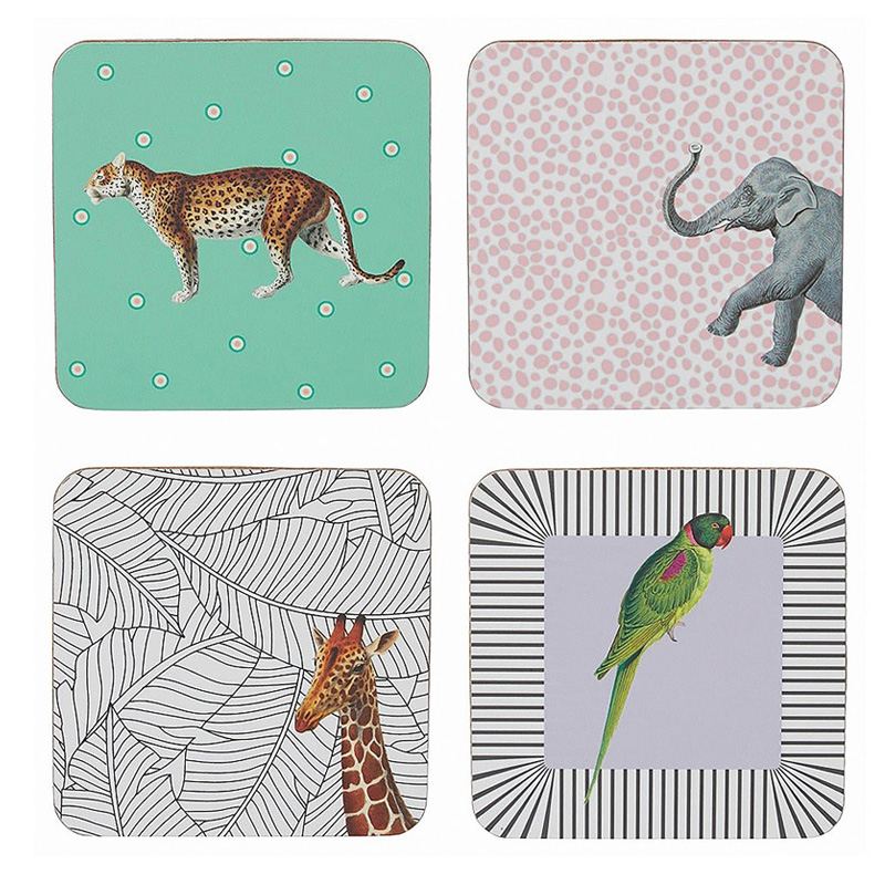 POSAVASOS CUADRADOS ANIMALES - SET DE 4